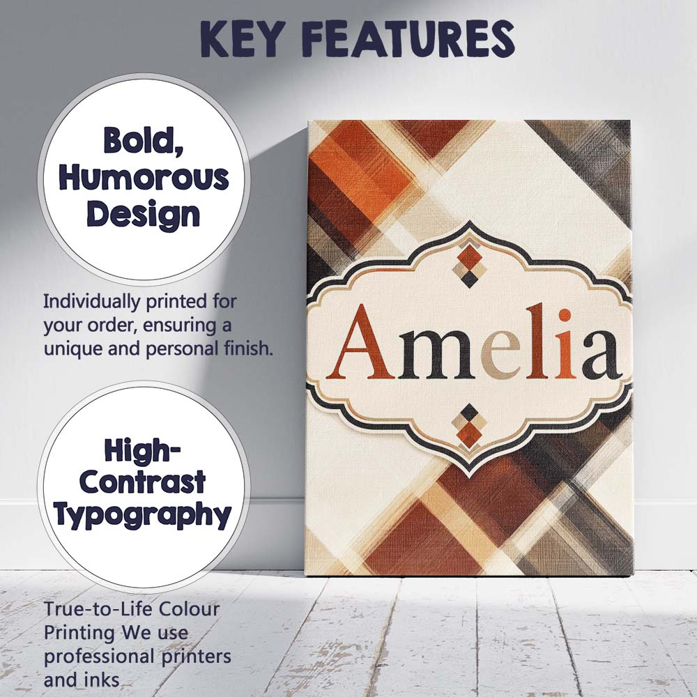 Personalised Name Abstract Neutral Brush Custom Unique Gift Idea Elegant Feature Canvas Wall Art Print Decor Picture Ready to Hang