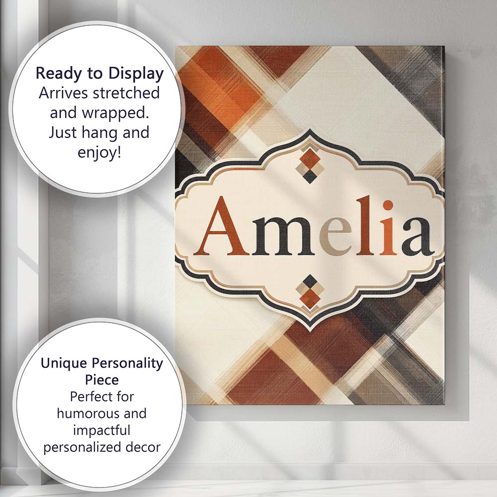 Personalised Name Abstract Neutral Brush Custom Unique Gift Idea Elegant Feature Canvas Wall Art Print Decor Picture Ready to Hang