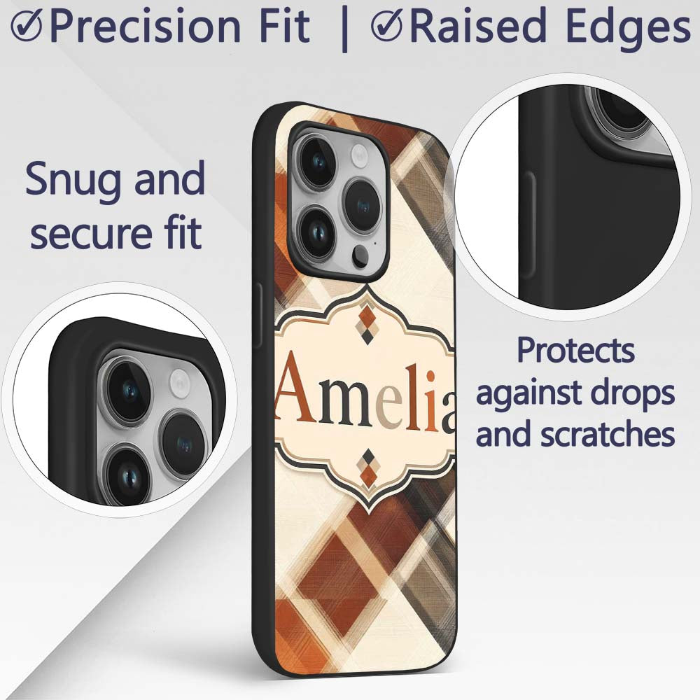 Abstract Neutral Brush Stroke Printed Design Custom Name Protective Phone Case Mobile Cover Durable Everyday Smartphone Shock Resistant