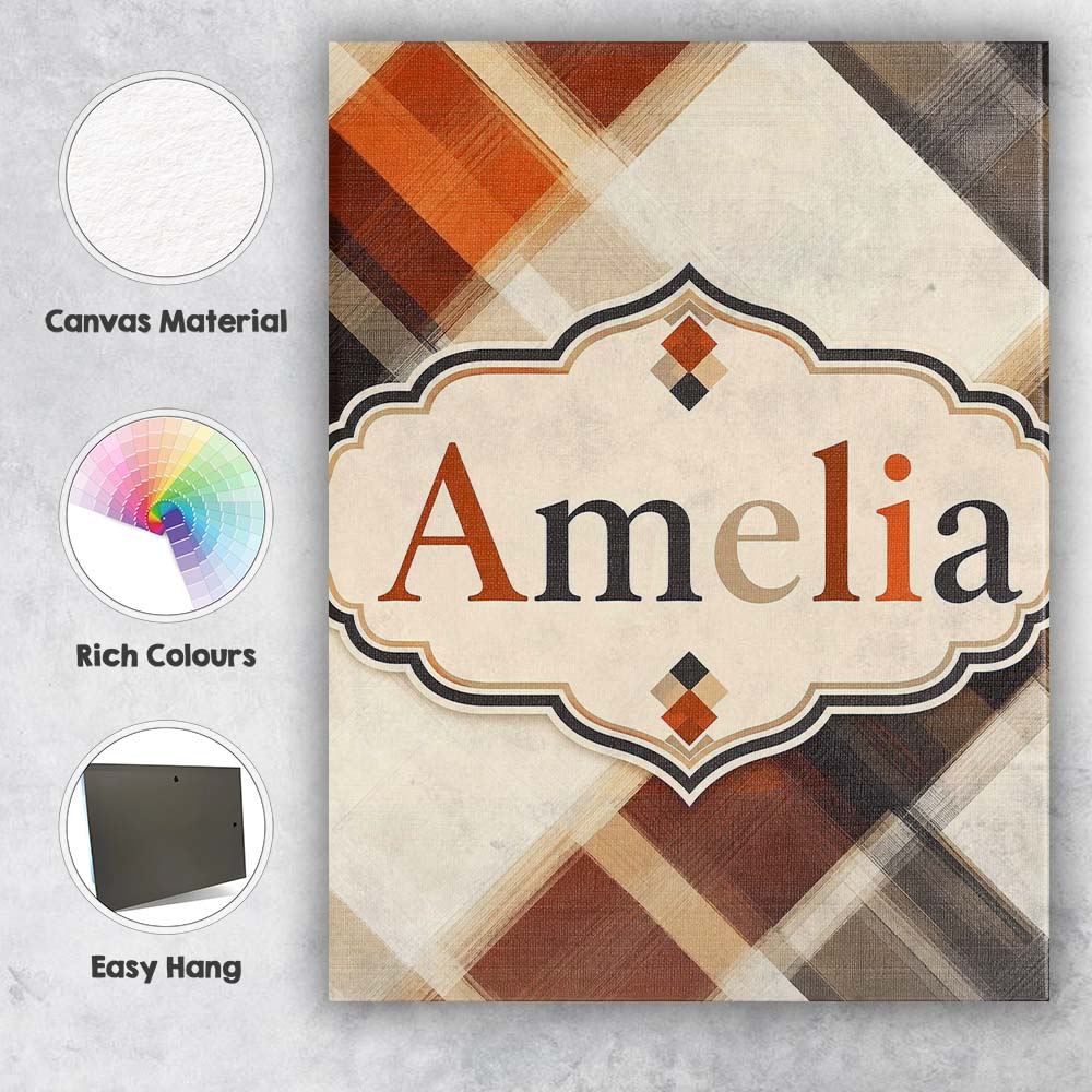 Personalised Name Abstract Neutral Brush Custom Unique Gift Idea Elegant Feature Canvas Wall Art Print Decor Picture Ready to Hang
