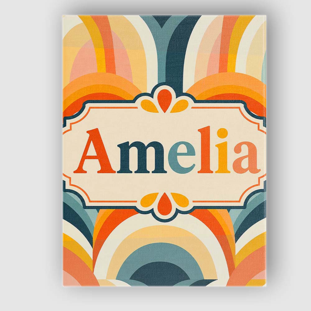 Personalised Name Rainbow Arch Mid Century Custom Unique Gift Idea Elegant Feature Canvas Wall Art Print Decor Picture Ready to Hang