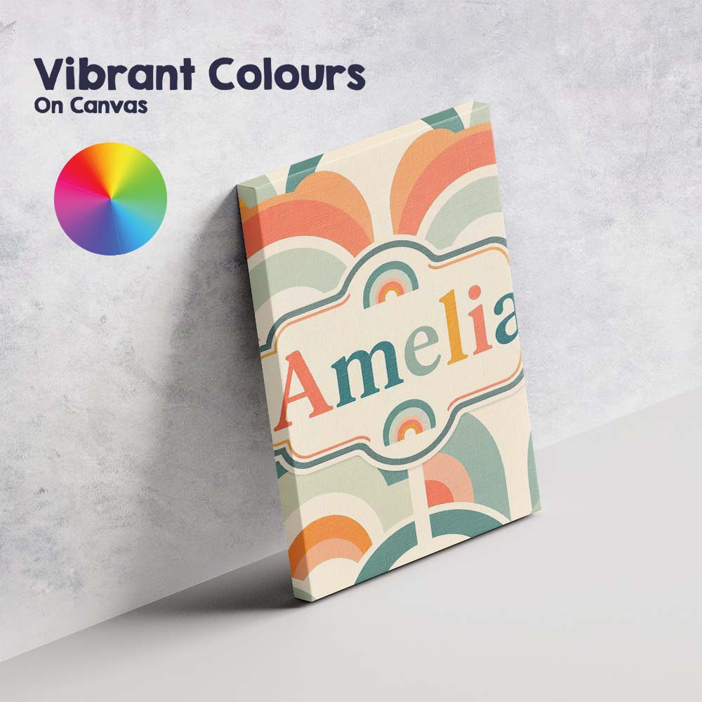 Personalised Name Soft Pastel Rainbow Custom Modern Room Accent Creative Decorator Style Canvas Wall Art Print Decor Picture Ready to Hang