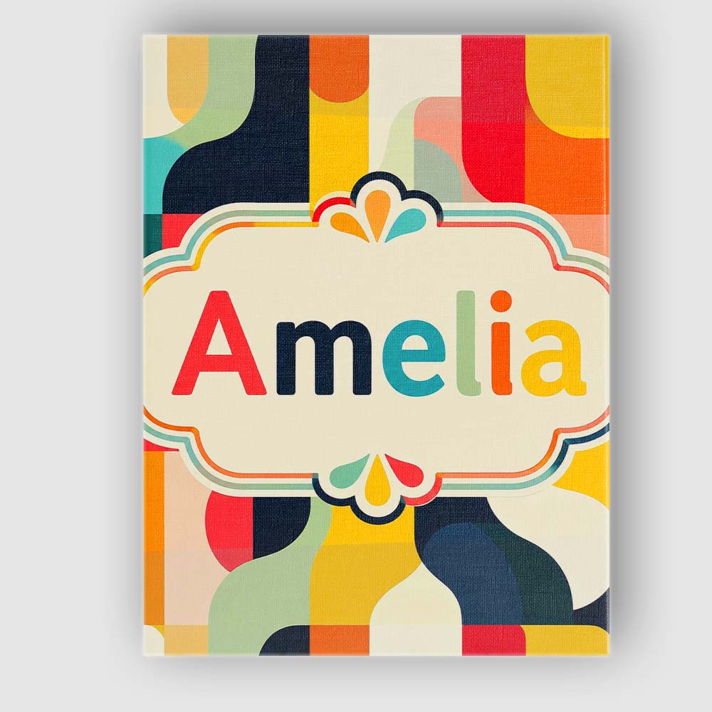 Personalised Name Geometric Color Block Custom Modern Room Accent Elegant Feature Canvas Wall Art Print Decor Picture Ready to Hang
