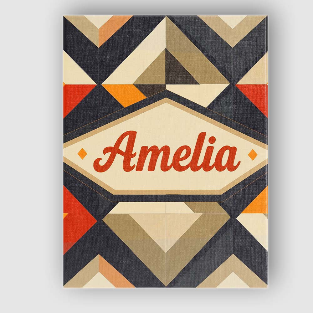 Personalised Name Modern Geometric Diamond Custom Unique Gift Idea Elegant Feature Canvas Wall Art Print Decor Picture Ready to Hang
