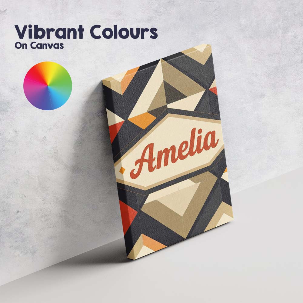 Personalised Name Modern Geometric Diamond Custom Unique Gift Idea Elegant Feature Canvas Wall Art Print Decor Picture Ready to Hang