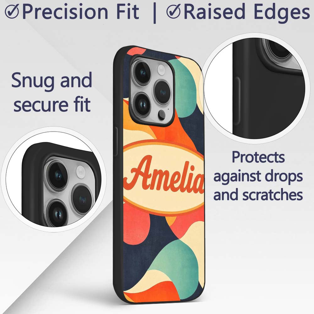 Abstract Organic Fluid Shapes Color Flow Seamless Custom Name Protective Phone Case Mobile Cover Durable Everyday Smartphone Shock Resistant