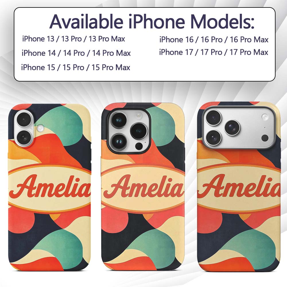 Abstract Organic Fluid Shapes Color Flow Seamless Custom Name Protective Phone Case Mobile Cover Durable Everyday Smartphone Shock Resistant