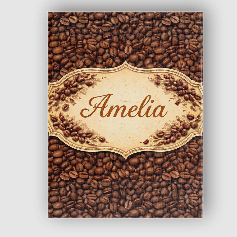 Personalised Name Realistic Roasted Coffee Beans Scatter Seamless Custom Bespoke Canvas Wall Art Print Decor Picture Ready to Hang
