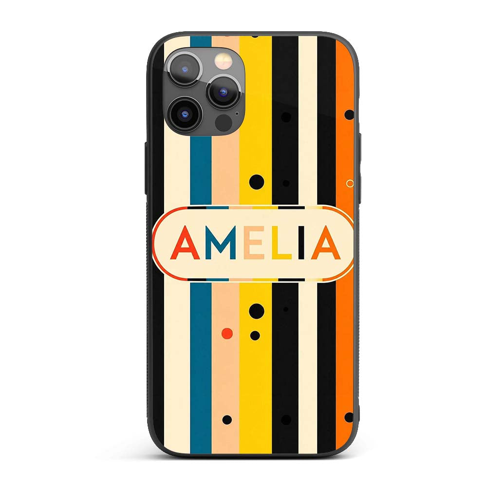 Bold Vertical Stripes with Polka Printed Design Custom Name Protective Phone Case Mobile Cover Durable Everyday Smartphone Shock Resistant