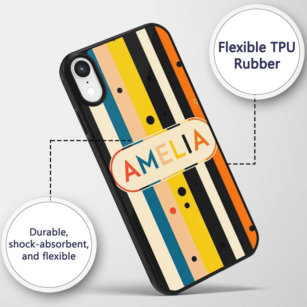 Bold Vertical Stripes with Polka Printed Design Custom Name Protective Phone Case Mobile Cover Durable Everyday Smartphone Shock Resistant