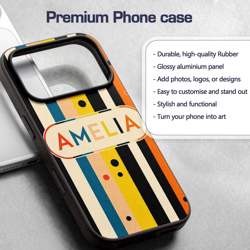 Bold Vertical Stripes with Polka Printed Design Custom Name Protective Phone Case Mobile Cover Durable Everyday Smartphone Shock Resistant
