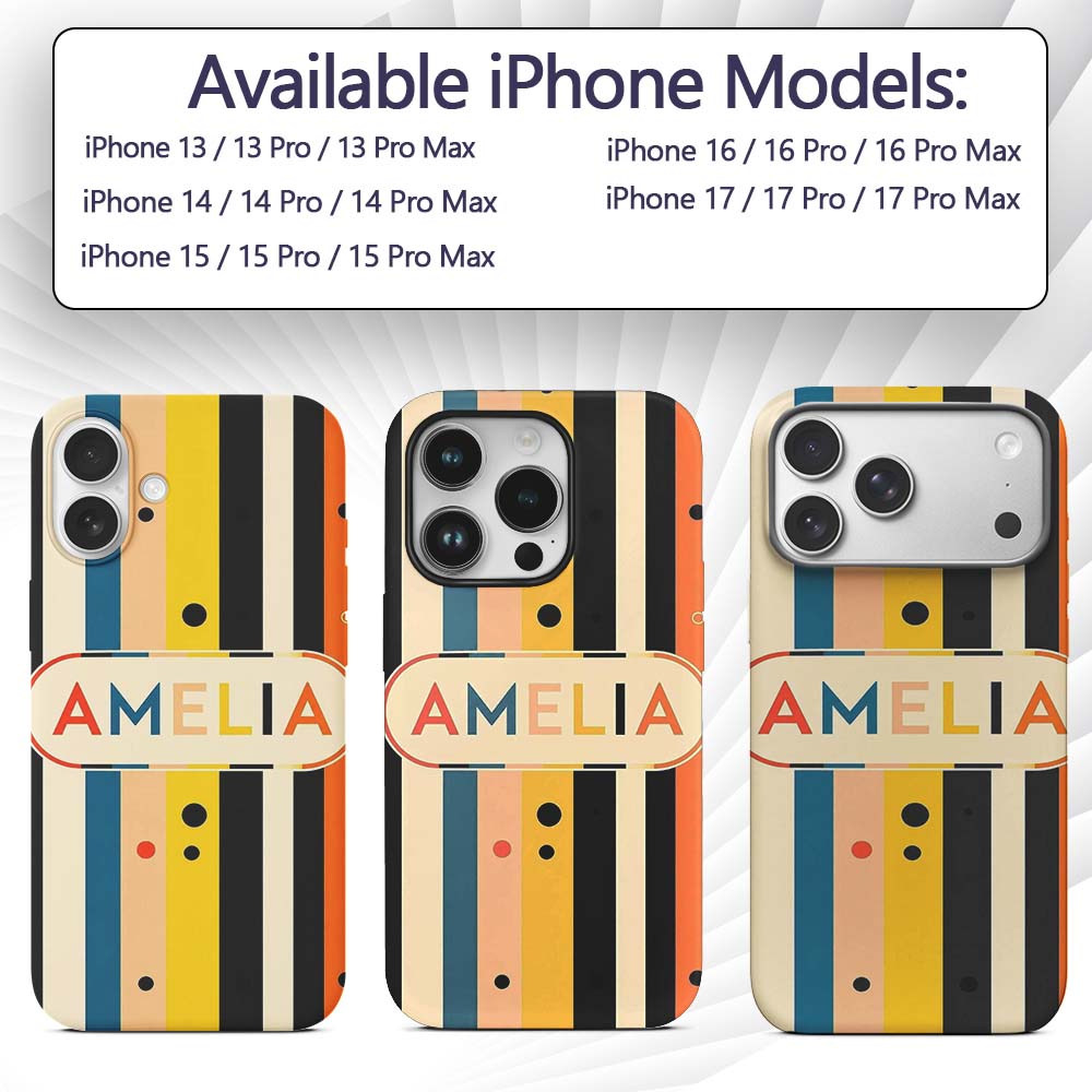 Bold Vertical Stripes with Polka Printed Design Custom Name Protective Phone Case Mobile Cover Durable Everyday Smartphone Shock Resistant