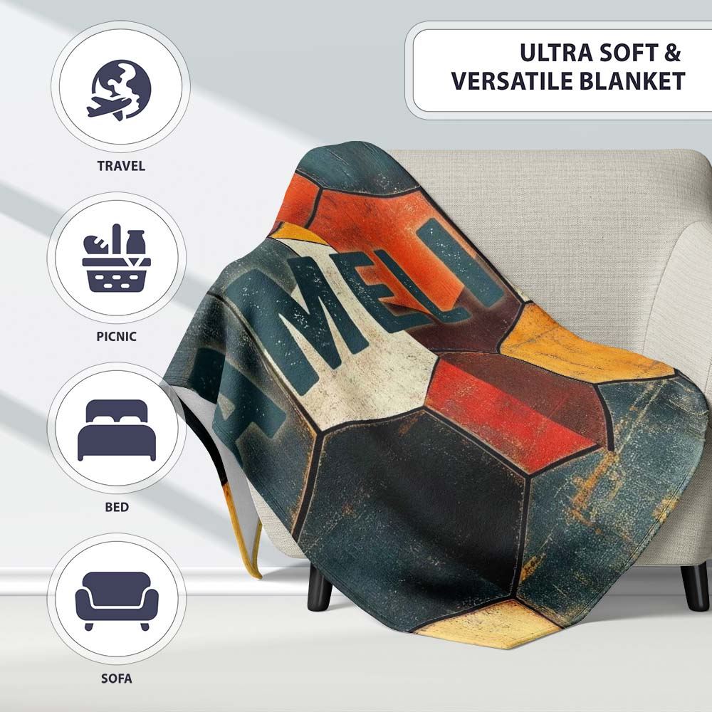 Rustic Hexagon Geometric Texture Pattern Seamless Name Cute Unique Personalised Custom Name Super Soft Fleece Blanket Bed Sofa Throw