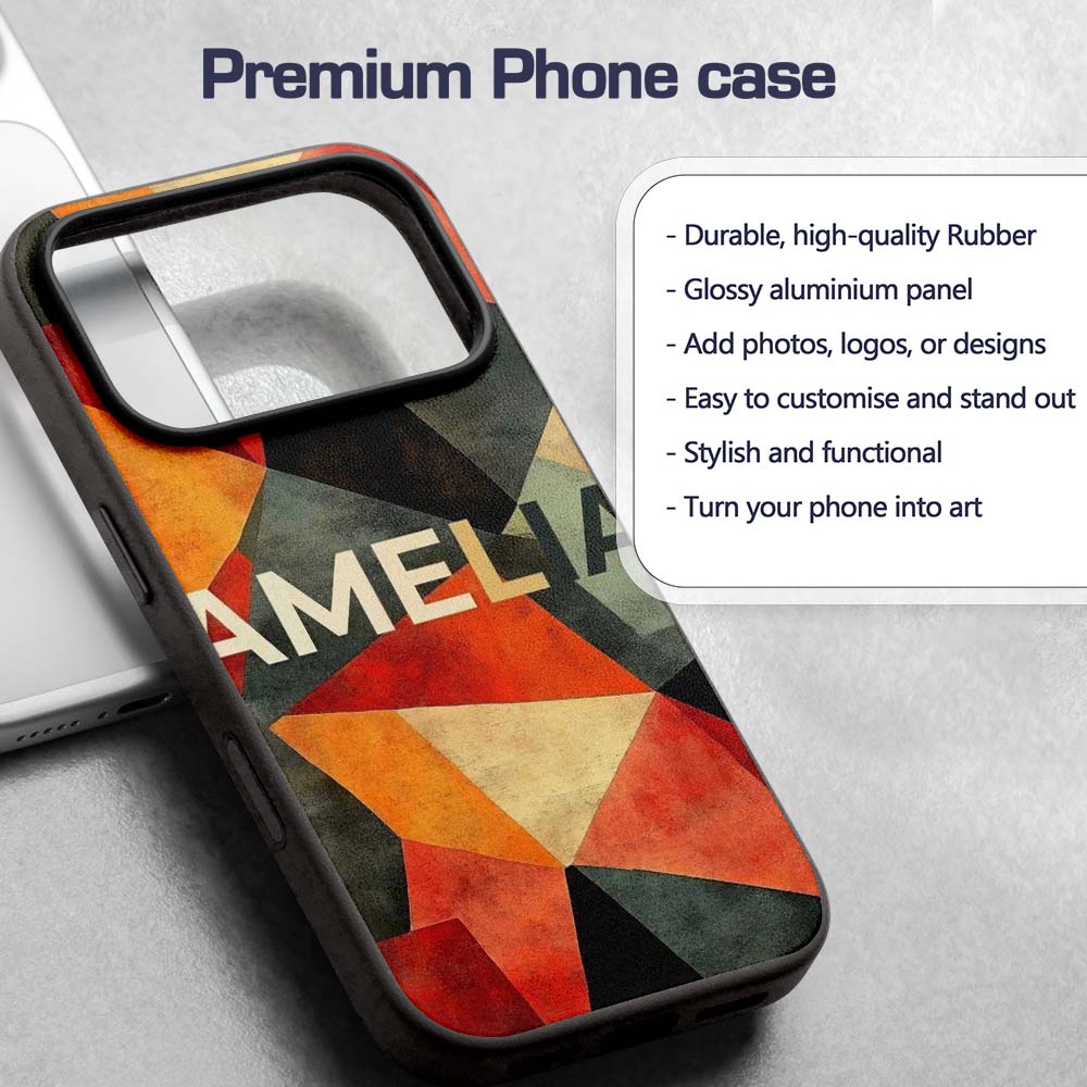 Hexagon Mosaic Colorful Geometric Printed Design Custom Name Protective Phone Case Mobile Cover Durable Everyday Smartphone Shock Resistant
