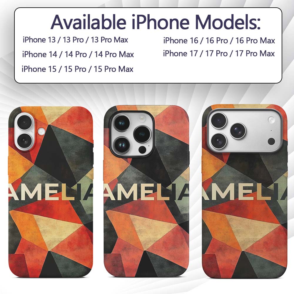 Hexagon Mosaic Colorful Geometric Printed Design Custom Name Protective Phone Case Mobile Cover Durable Everyday Smartphone Shock Resistant
