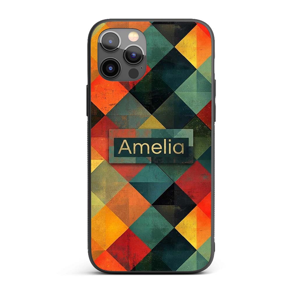 Abstract Organic Shapes Warm Earth Tone Pattern Custom Name Protective Phone Case Mobile Cover Durable Everyday Smartphone Shock Resistant