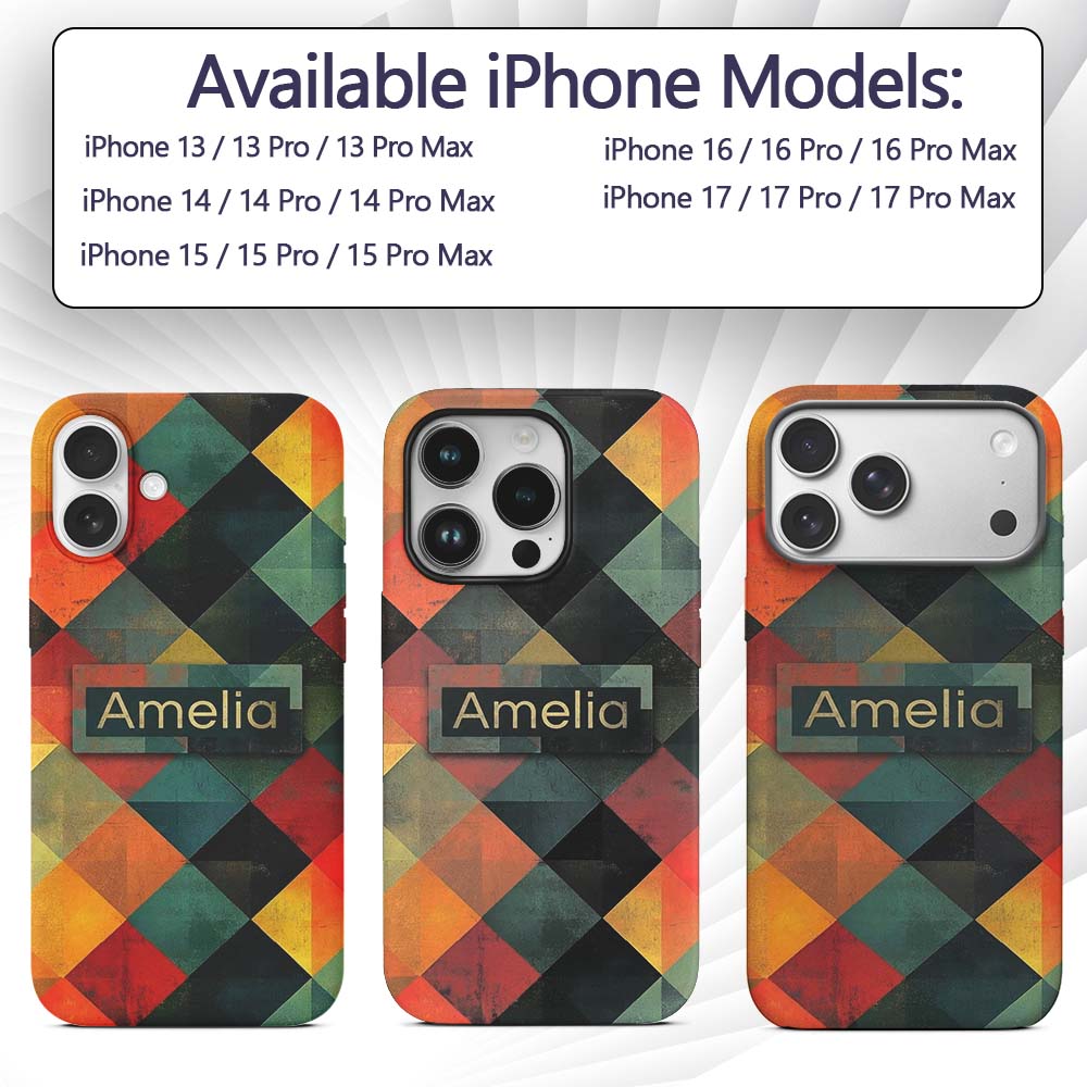 Abstract Organic Shapes Warm Earth Tone Pattern Custom Name Protective Phone Case Mobile Cover Durable Everyday Smartphone Shock Resistant
