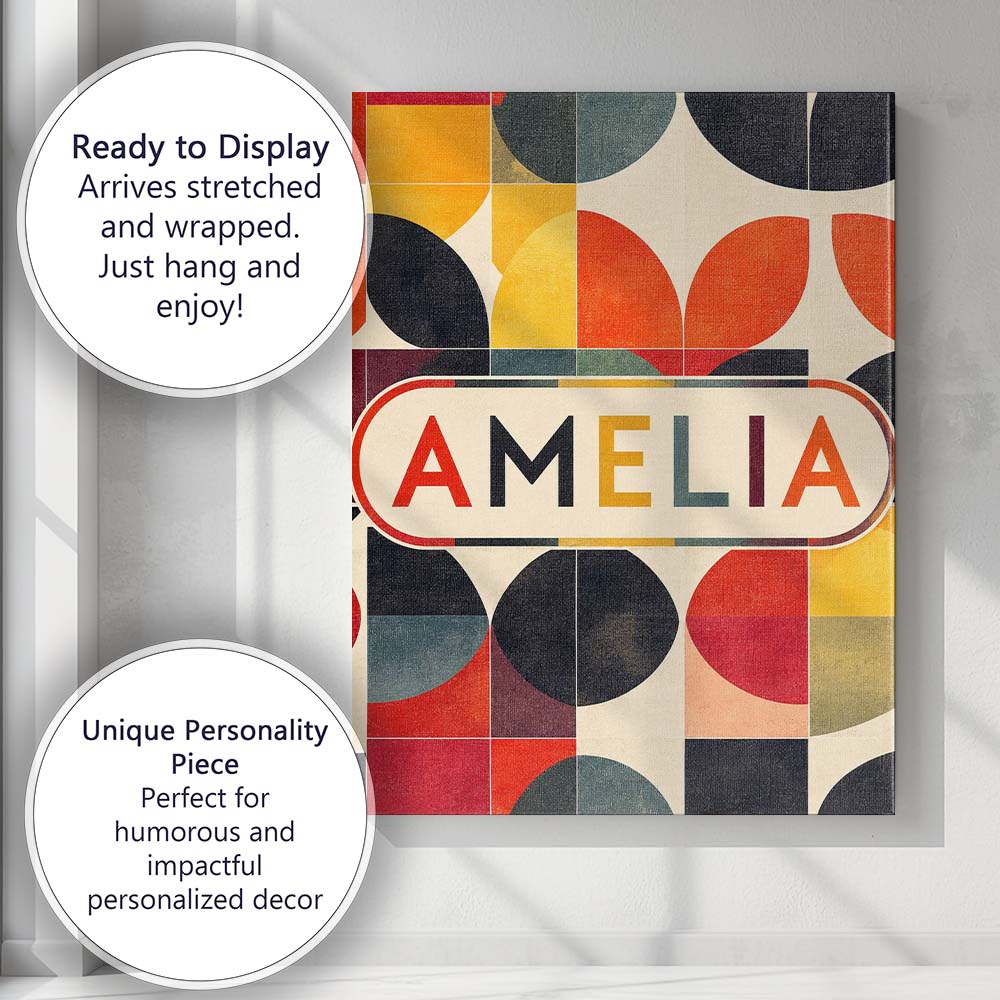 Personalised Name Diamond Geometric Texture Custom Bespoke Interior Contemporary Canvas Wall Art Print Decor Picture Ready to Hang