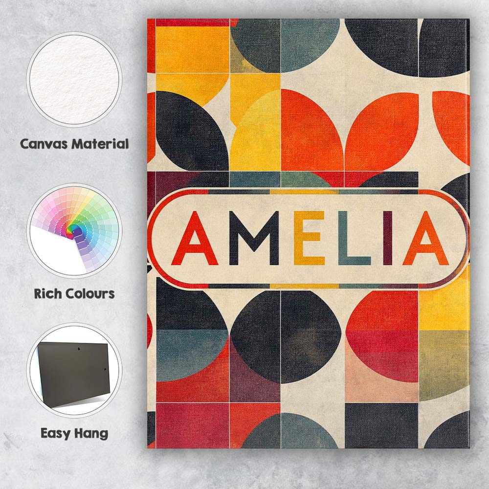 Personalised Name Diamond Geometric Texture Custom Bespoke Interior Contemporary Canvas Wall Art Print Decor Picture Ready to Hang