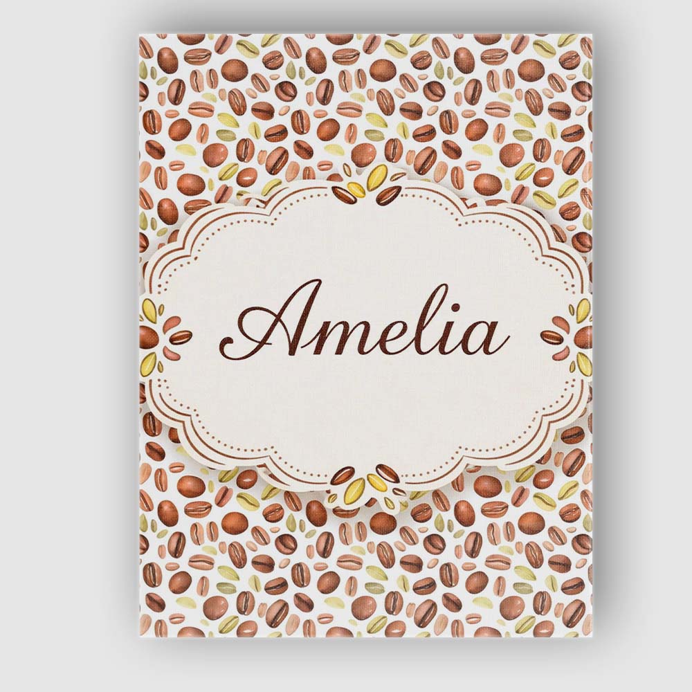 Personalised Name Watercolor Coffee Beans Mixed Seeds Seamless Custom Modern Room Accent Canvas Wall Art Print Decor Picture Ready to Hang