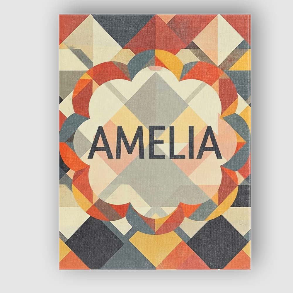 Personalised Name Geometric Diamond Mosaic Custom Unique Gift Idea Elegant Feature Canvas Wall Art Print Decor Picture Ready to Hang