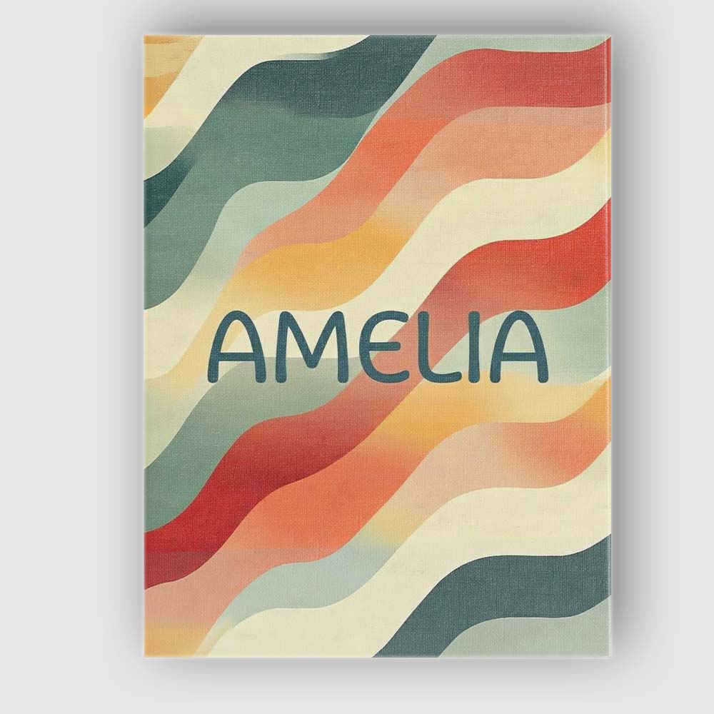 Personalised Name Soft Flowing Wave Abstract Custom Bespoke Contemporary Display Canvas Wall Art Print Decor Picture Ready to Hang