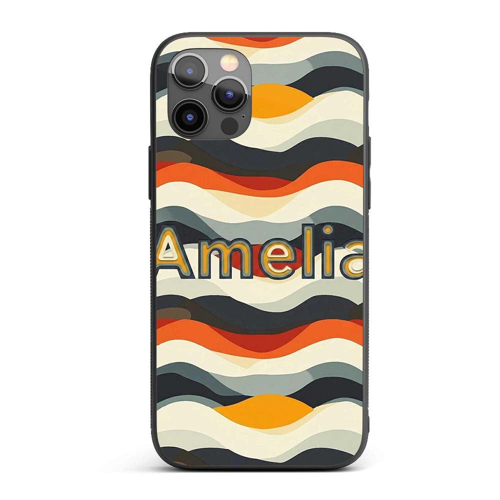 Layered Wave Stripes Minimal Pattern Seamless Custom Name Protective Phone Case Mobile Cover Durable Everyday Smartphone Shock Resistant