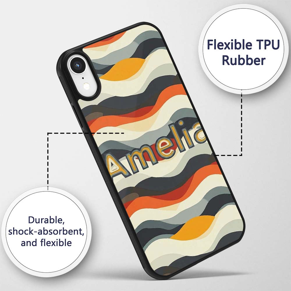 Layered Wave Stripes Minimal Pattern Seamless Custom Name Protective Phone Case Mobile Cover Durable Everyday Smartphone Shock Resistant