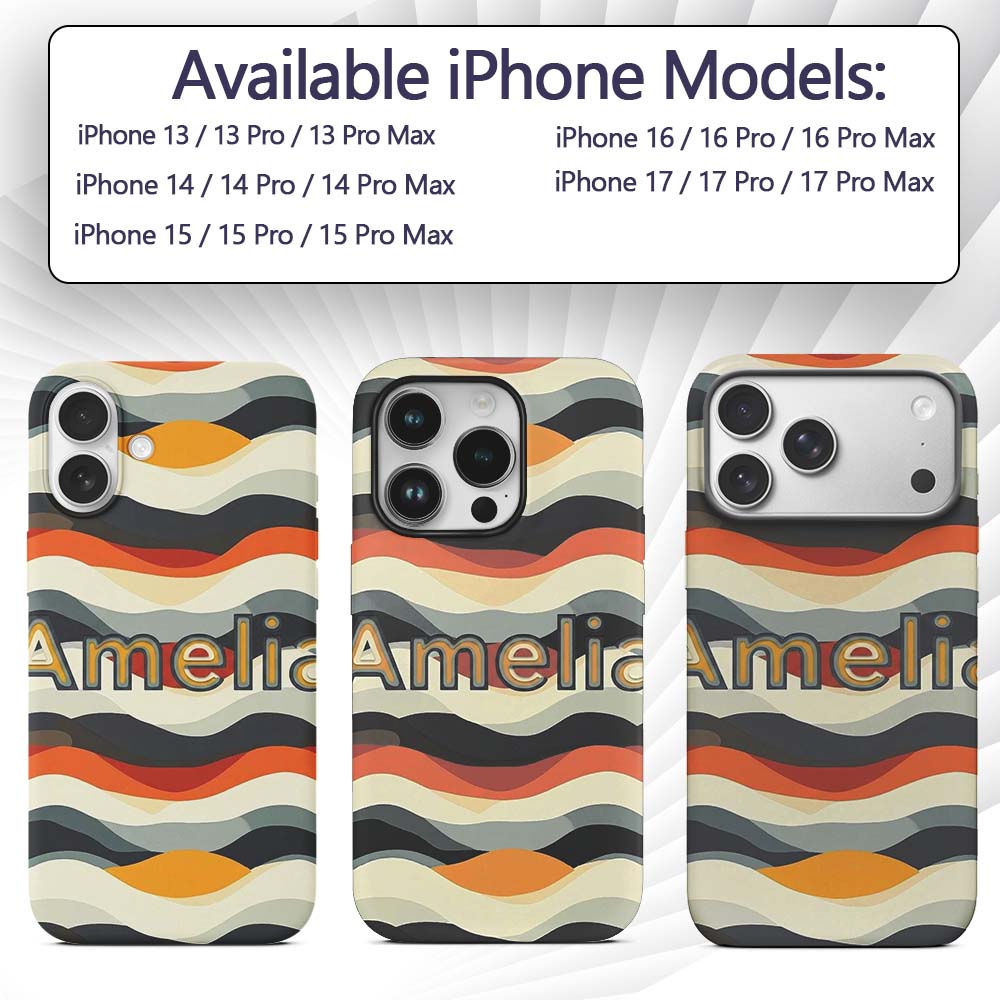 Layered Wave Stripes Minimal Pattern Seamless Custom Name Protective Phone Case Mobile Cover Durable Everyday Smartphone Shock Resistant