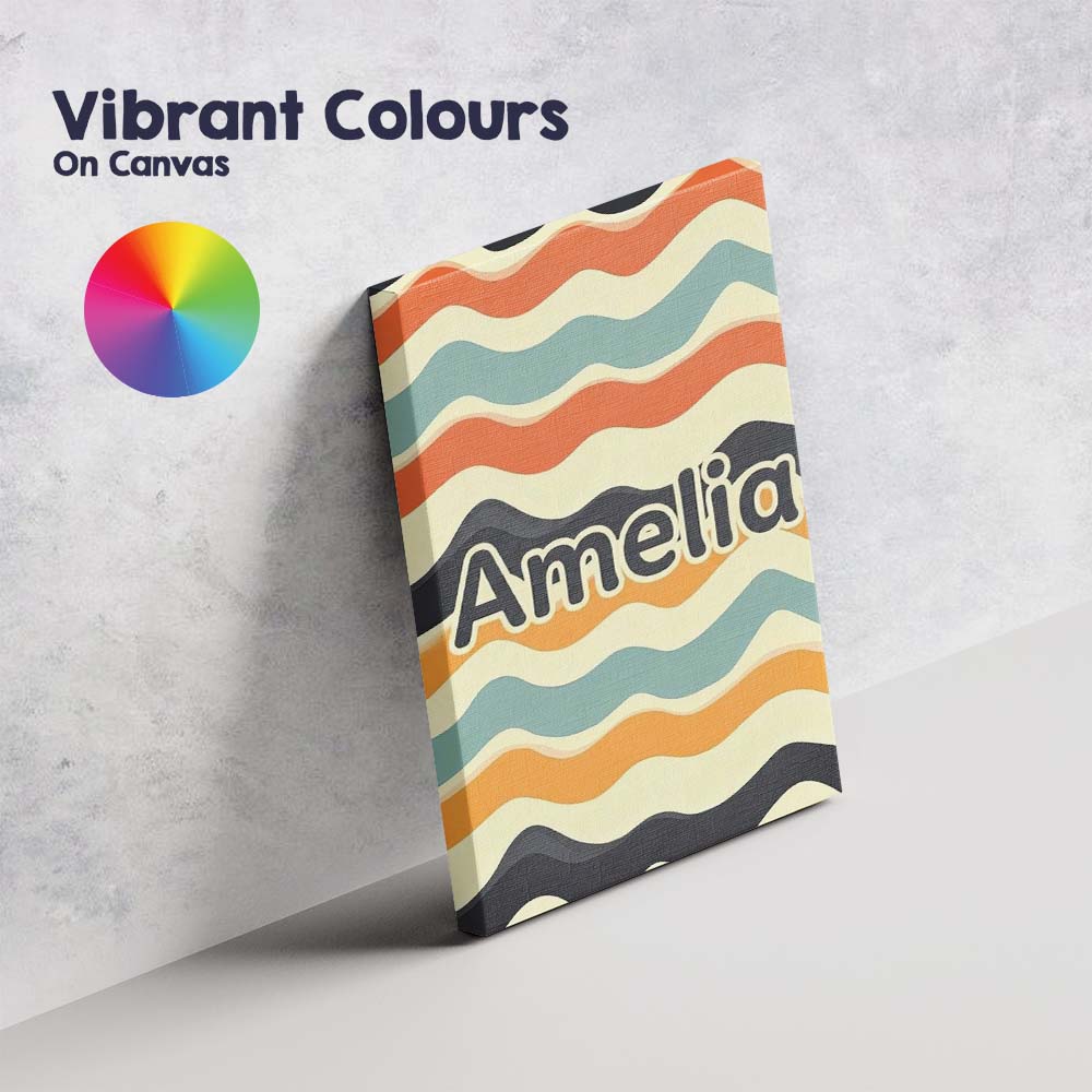 Personalised Name Soft Gradient Wave Lines Custom Unique Gift Idea Elegant Feature Canvas Wall Art Print Decor Picture Ready to Hang