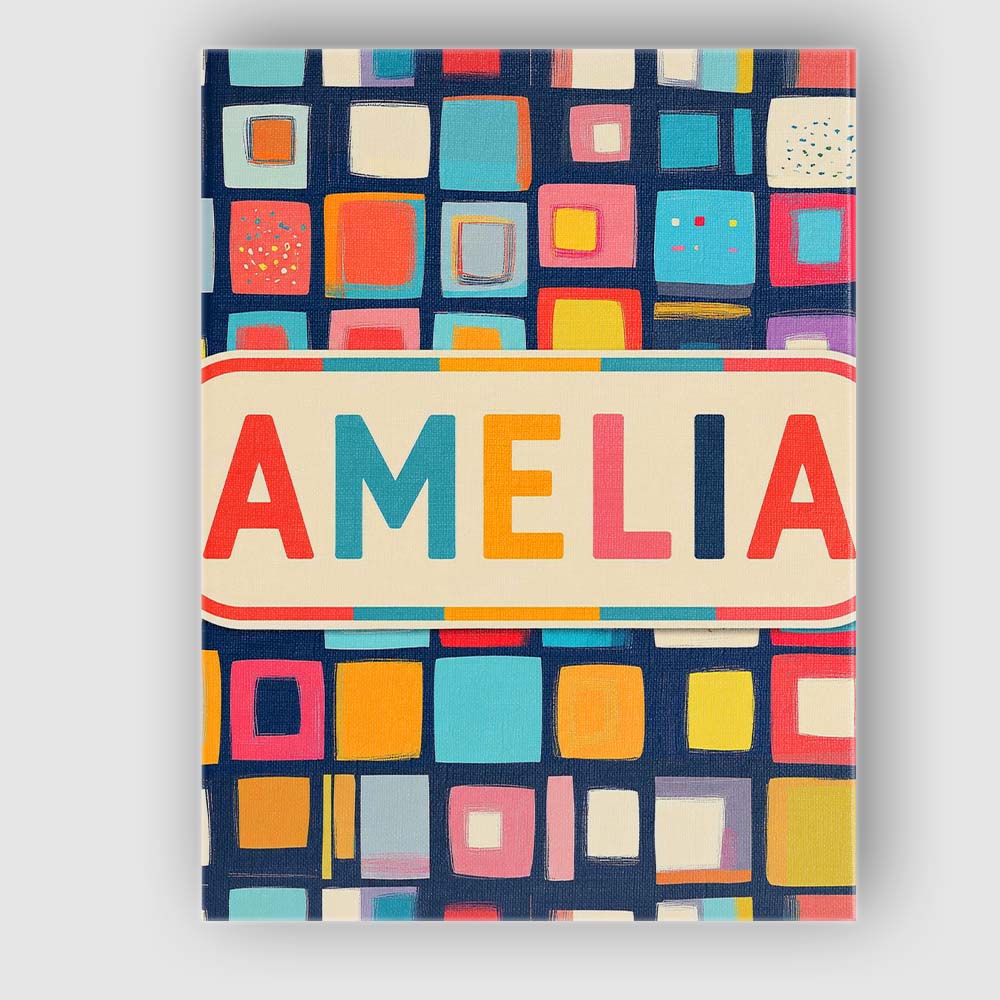 Personalised Name Colorful Abstract Square Custom Unique Gift Idea Elegant Feature Canvas Wall Art Print Decor Picture Ready to Hang