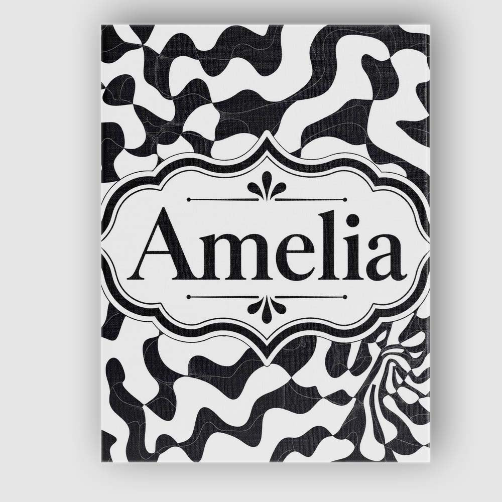 Personalised Name Black White Geometric Custom Modern Room Accent Elegant Feature Canvas Wall Art Print Decor Picture Ready to Hang