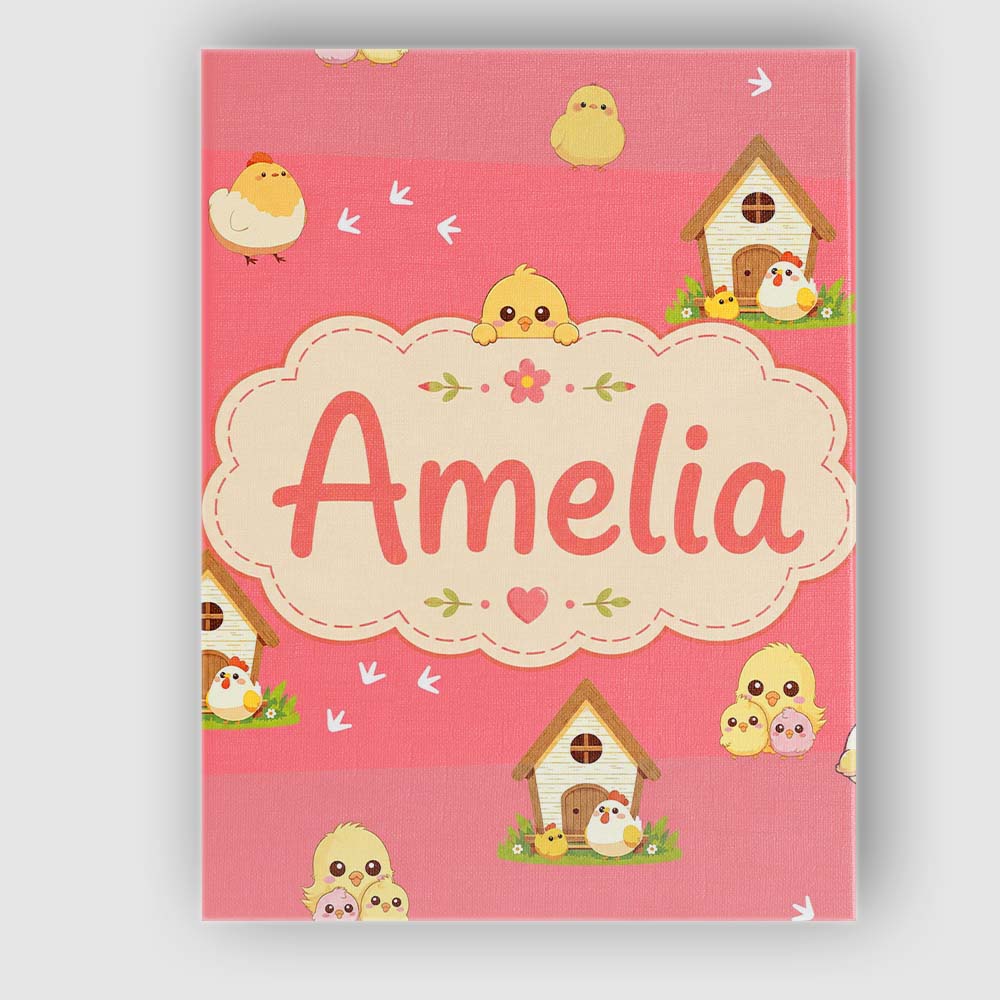 Personalised Name Cute Cartoon Chickens Custom Modern Room Accent Elegant Feature Canvas Wall Art Print Decor Picture Ready to Hang