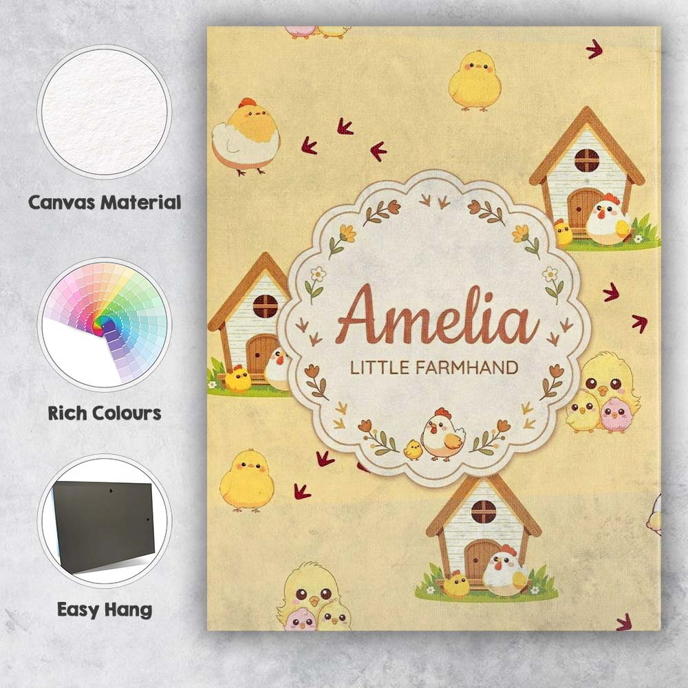 Personalised Name Cute Cartoon Chickens Custom Modern Room Accent Elegant Feature Canvas Wall Art Print Decor Picture Ready to Hang