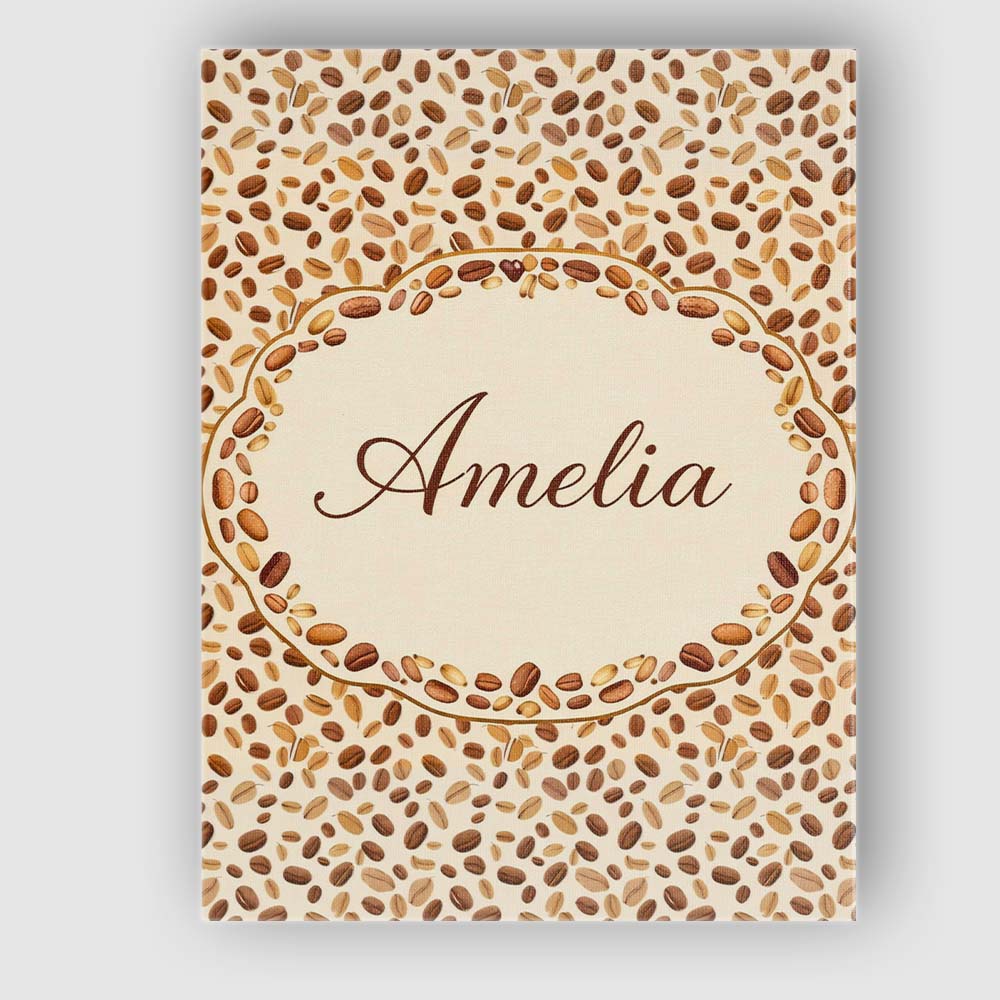 Personalised Name Dense Coffee Beans Scatter Natural Seamless Custom Contemporary Display Canvas Wall Art Print Decor Picture Ready to Hang