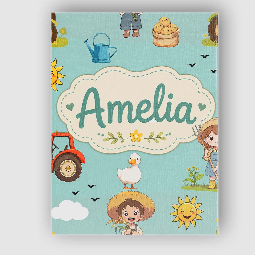Personalised Name Cute Farm Tractor Duck Custom Unique Gift Idea Elegant Feature Canvas Wall Art Print Decor Picture Ready to Hang