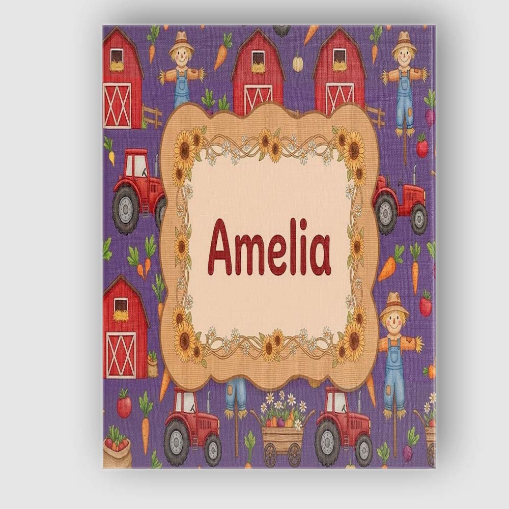Personalised Name Cute Scarecrow Barn Custom Modern Room Accent Creative Decorator Style Canvas Wall Art Print Decor Picture Ready to Hang