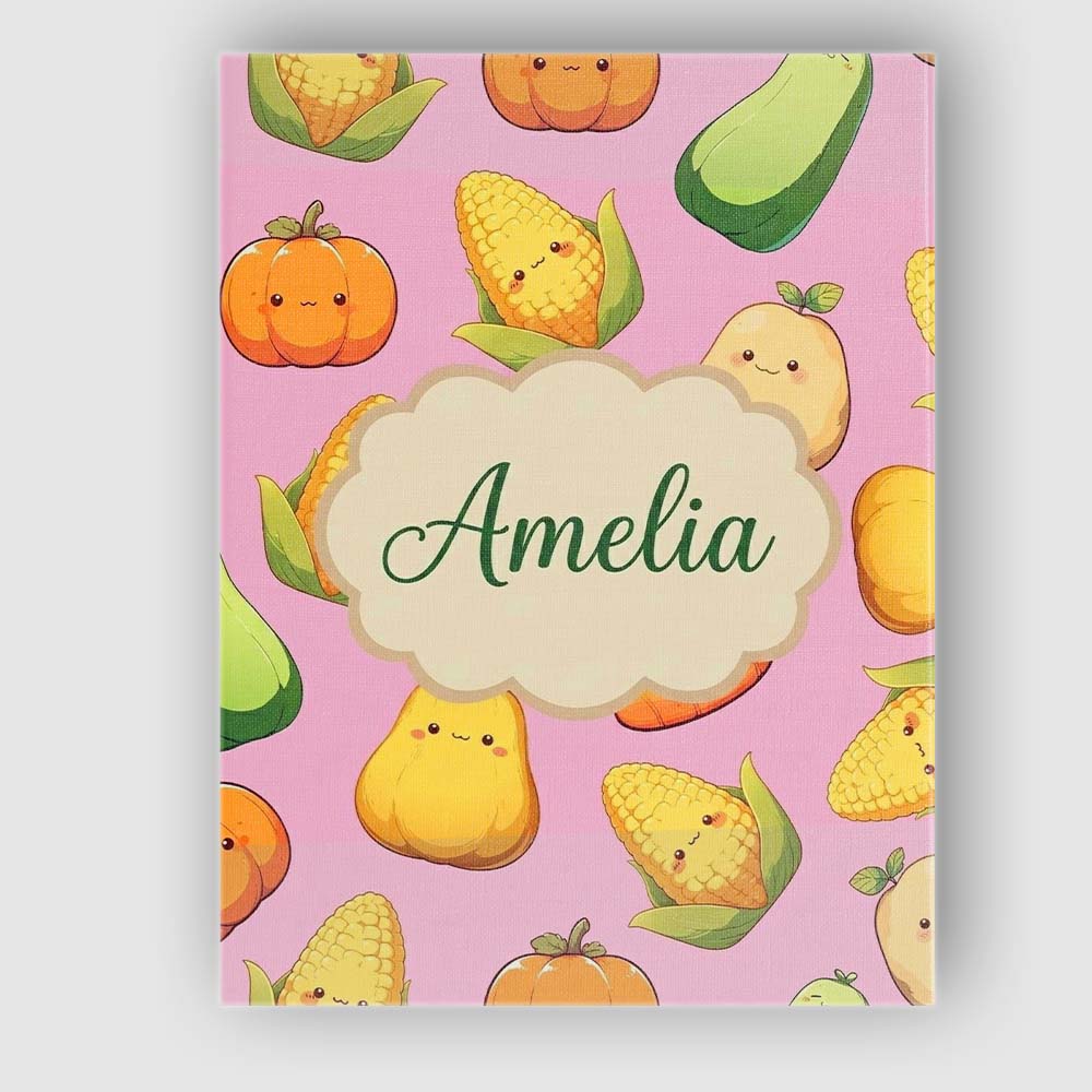Personalised Name Cute Kawaii Corn Carrot Custom Unique Gift Idea Elegant Feature Canvas Wall Art Print Decor Picture Ready to Hang
