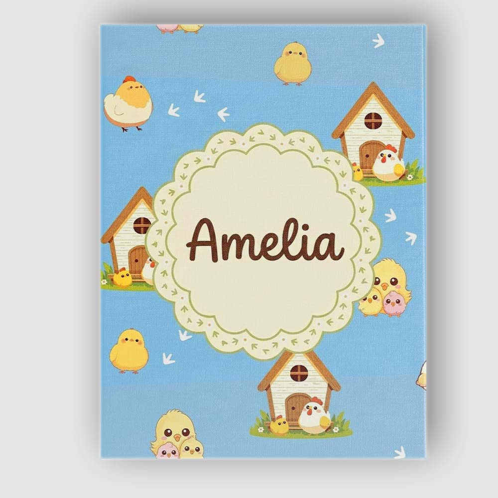 Personalised Name Cute Baby Chick Hen Coop Custom Unique Gift Idea Elegant Feature Canvas Wall Art Print Decor Picture Ready to Hang