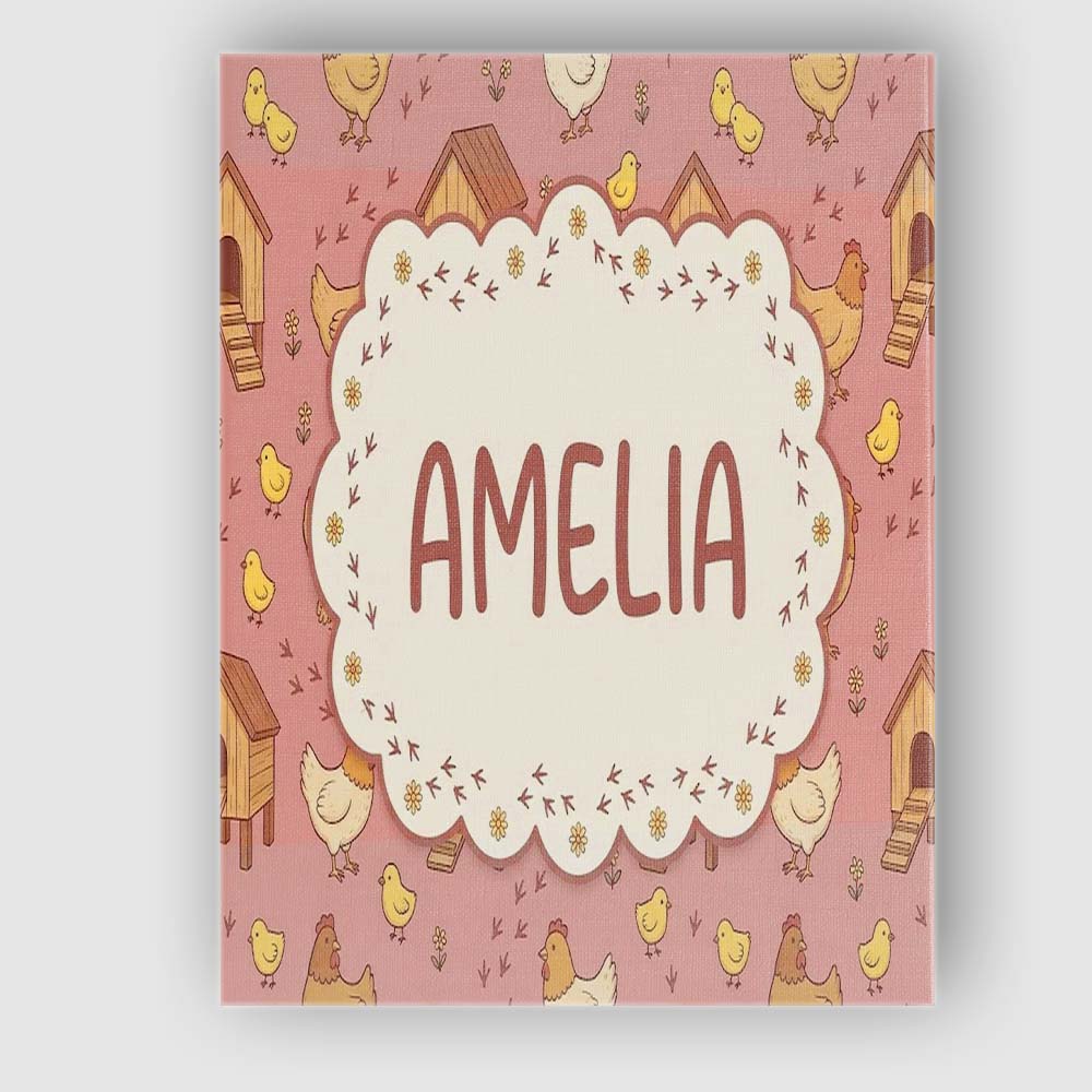 Personalised Name Cute Baby Chick Hen Coop Custom Unique Gift Idea Elegant Feature Canvas Wall Art Print Decor Picture Ready to Hang