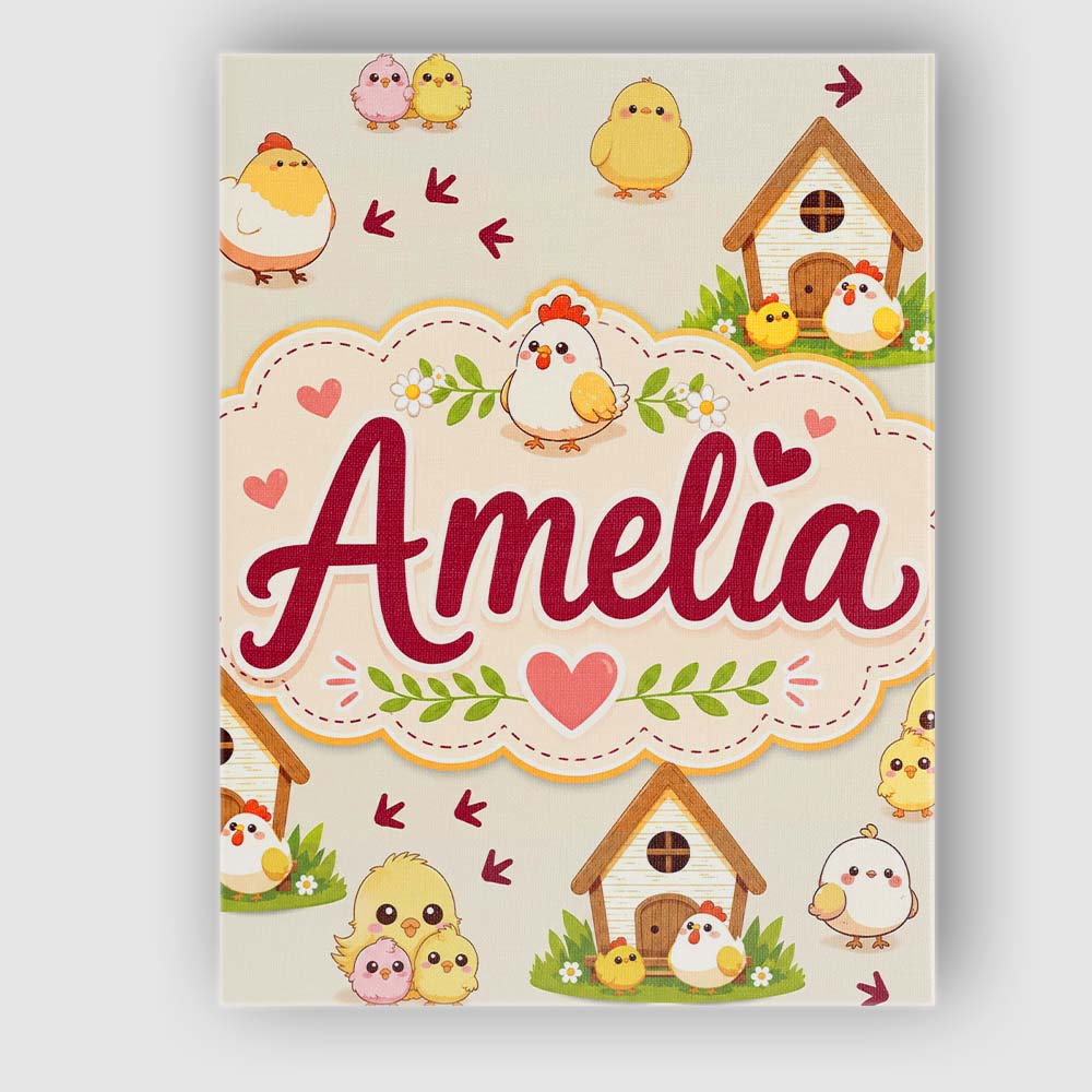 Personalised Name Cute Baby Chick Hen Coop Custom Unique Gift Idea Elegant Feature Canvas Wall Art Print Decor Picture Ready to Hang
