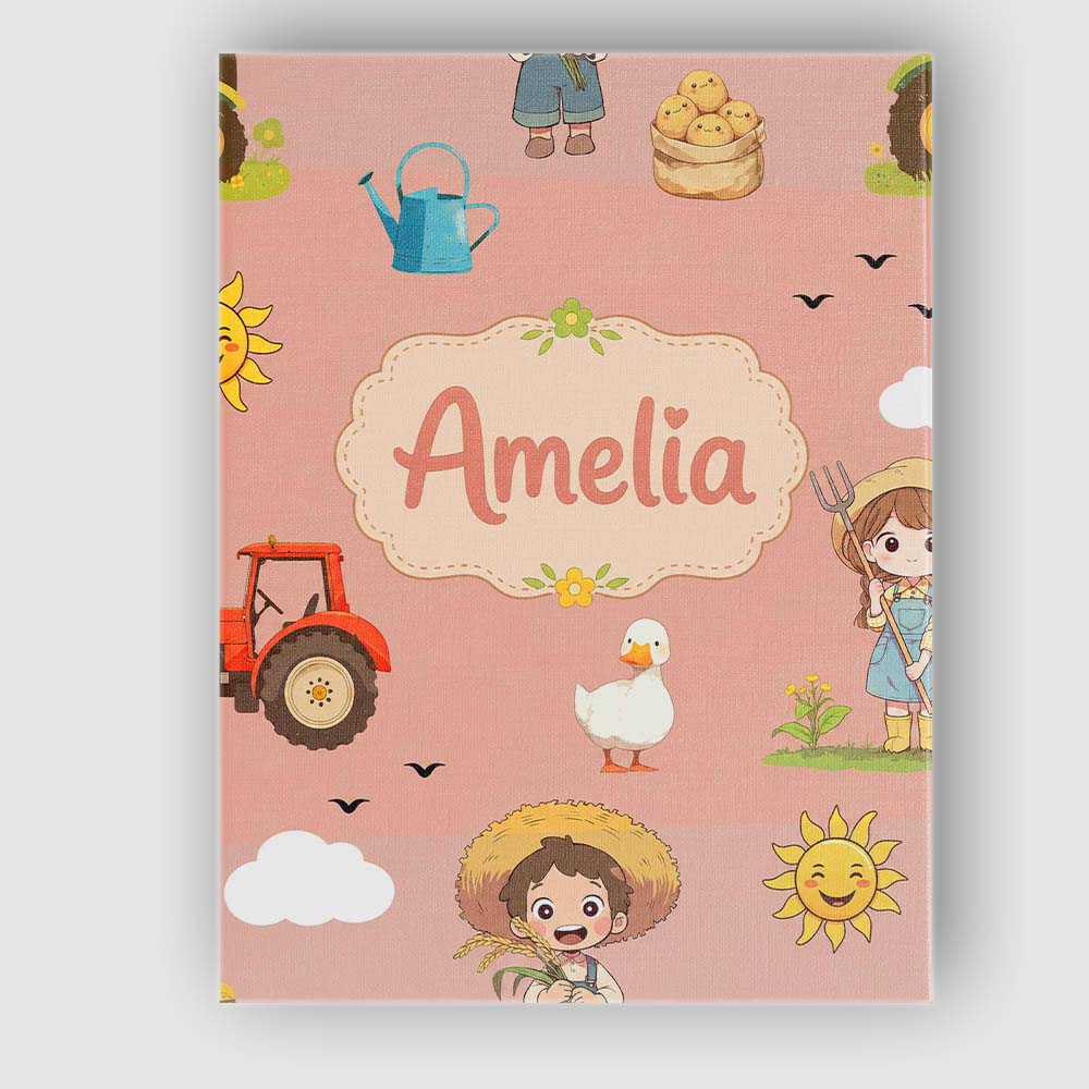 Personalised Name Cute Farm Tractor Farmer Custom Unique Gift Idea Elegant Feature Canvas Wall Art Print Decor Picture Ready to Hang