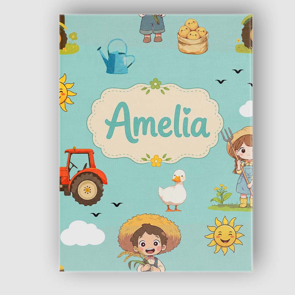 Personalised Name Cute Farm Tractor Farmer Custom Unique Gift Idea Elegant Feature Canvas Wall Art Print Decor Picture Ready to Hang
