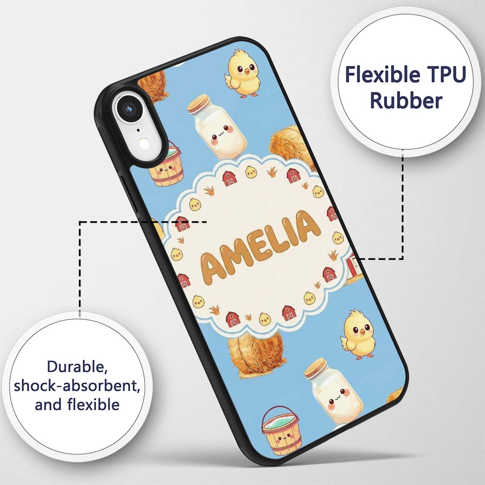 Cute Baby Goat Barn Hay Milk Chick Farm Blue Custom Name Protective Phone Case Mobile Cover Durable Everyday Smartphone Shock Resistant