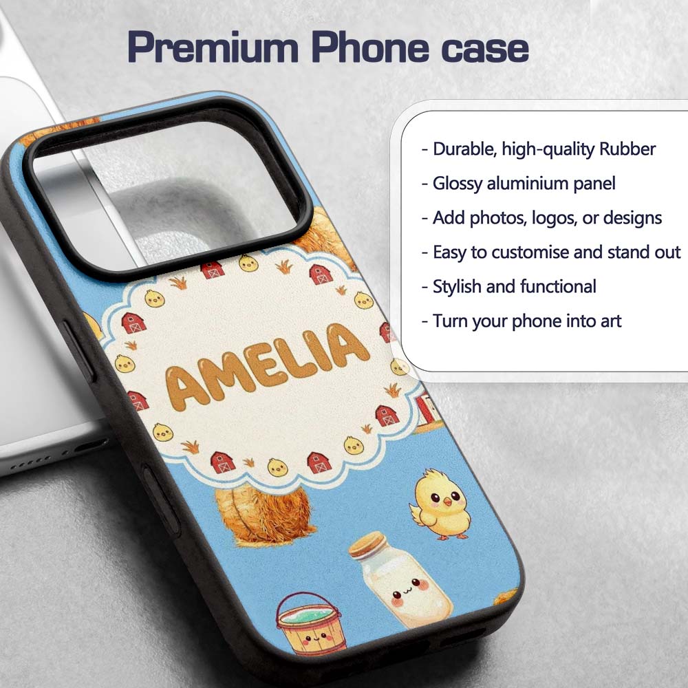 Cute Baby Goat Barn Hay Milk Chick Farm Blue Custom Name Protective Phone Case Mobile Cover Durable Everyday Smartphone Shock Resistant