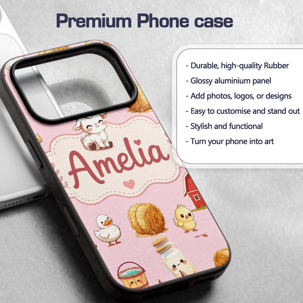 Cute Baby Goat Barn Hay Milk Chick Farm Pink Custom Name Protective Phone Case Mobile Cover Durable Everyday Smartphone Shock Resistant