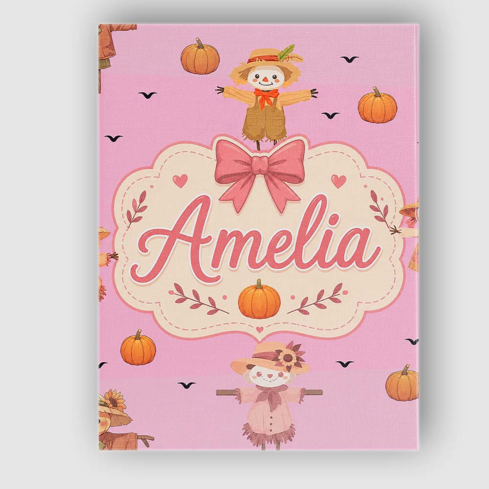 Personalised Name Cute Autumn Scarecrow Custom Modern Room Accent Elegant Feature Canvas Wall Art Print Decor Picture Ready to Hang