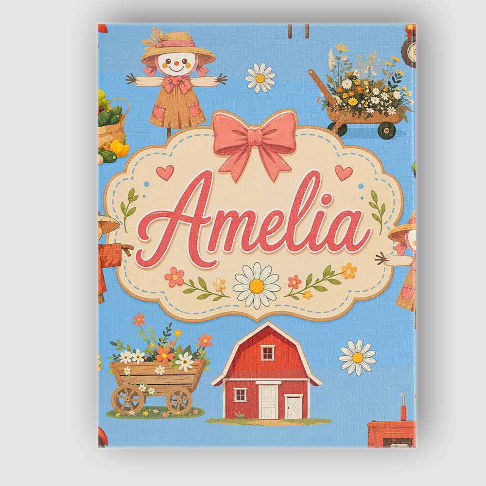 Personalised Name Cute Autumn Farm Barn Custom Modern Room Accent Elegant Feature Canvas Wall Art Print Decor Picture Ready to Hang