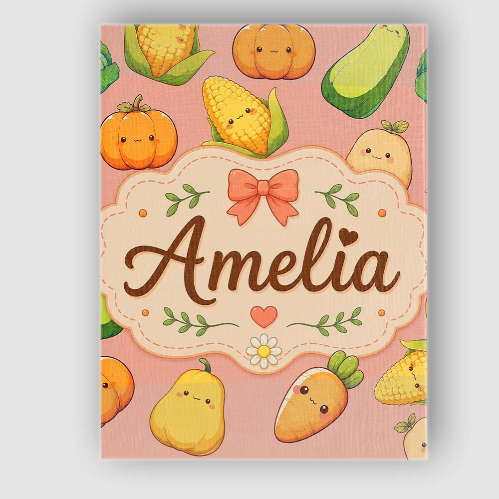 Personalised Name Cute Kawaii Autumn Custom Premium Decorative Design Modern Room Accent Canvas Wall Art Print Decor Picture Ready to Hang