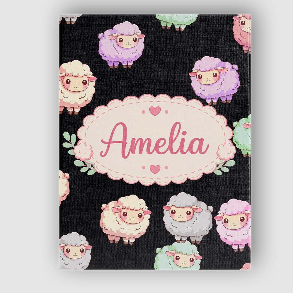 Personalised Name Cute Pastel Rainbow Sheep Custom Bespoke Interior Contemporary Canvas Wall Art Print Decor Picture Ready to Hang